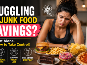woman struggling with junk food cravings during weight loss