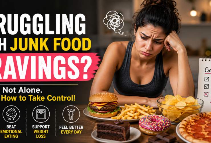 woman struggling with junk food cravings during weight loss