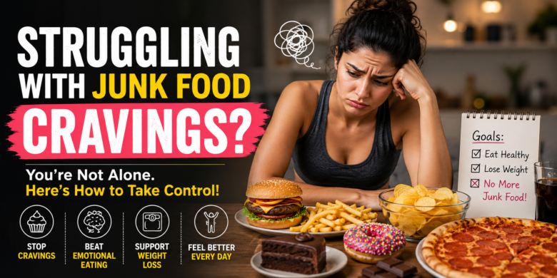 woman struggling with junk food cravings during weight loss