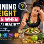 woman frustrated about weight gain while eating healthy