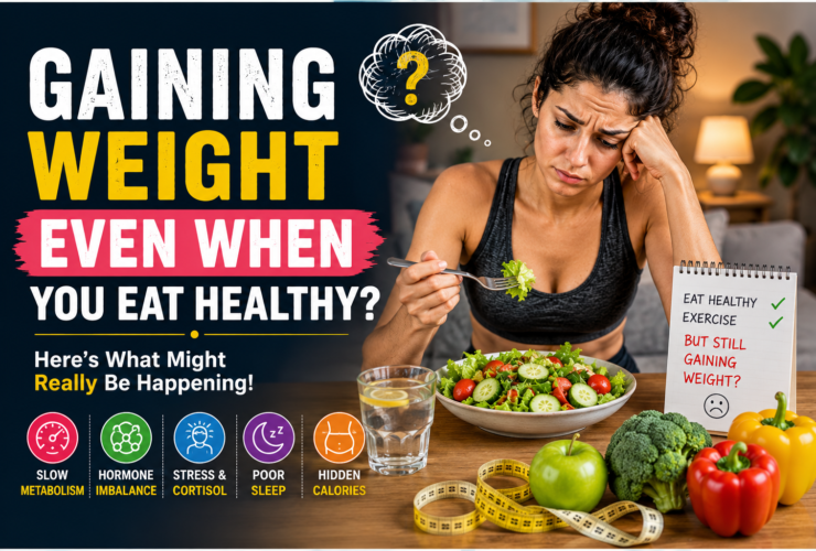 woman frustrated about weight gain while eating healthy