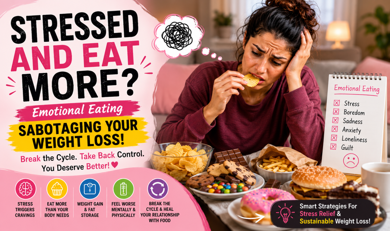woman stress eating during weight loss