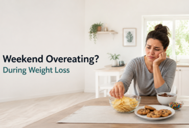 woman struggling with weekend overeating during weight loss