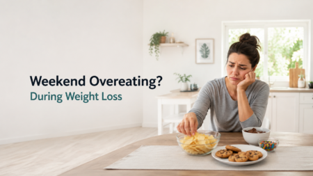 woman struggling with weekend overeating during weight loss