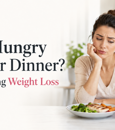 woman feeling hungry after dinner during weight loss