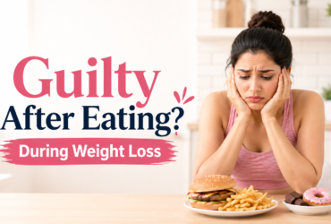 woman feeling guilty after eating during weight loss
