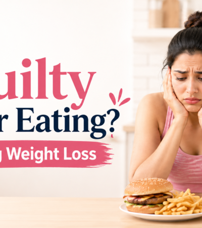 woman feeling guilty after eating during weight loss