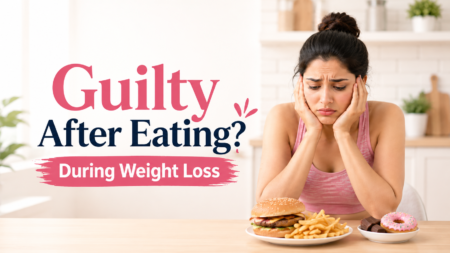 woman feeling guilty after eating during weight loss